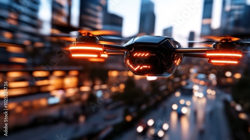 Wallpaper Mural Drone Delivering Package Over Urban Landscape Torontodigital.ca