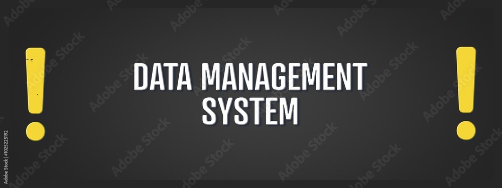 Fototapeta premium Data Management System. A blackboard with white text. Illustration with grunge text style.