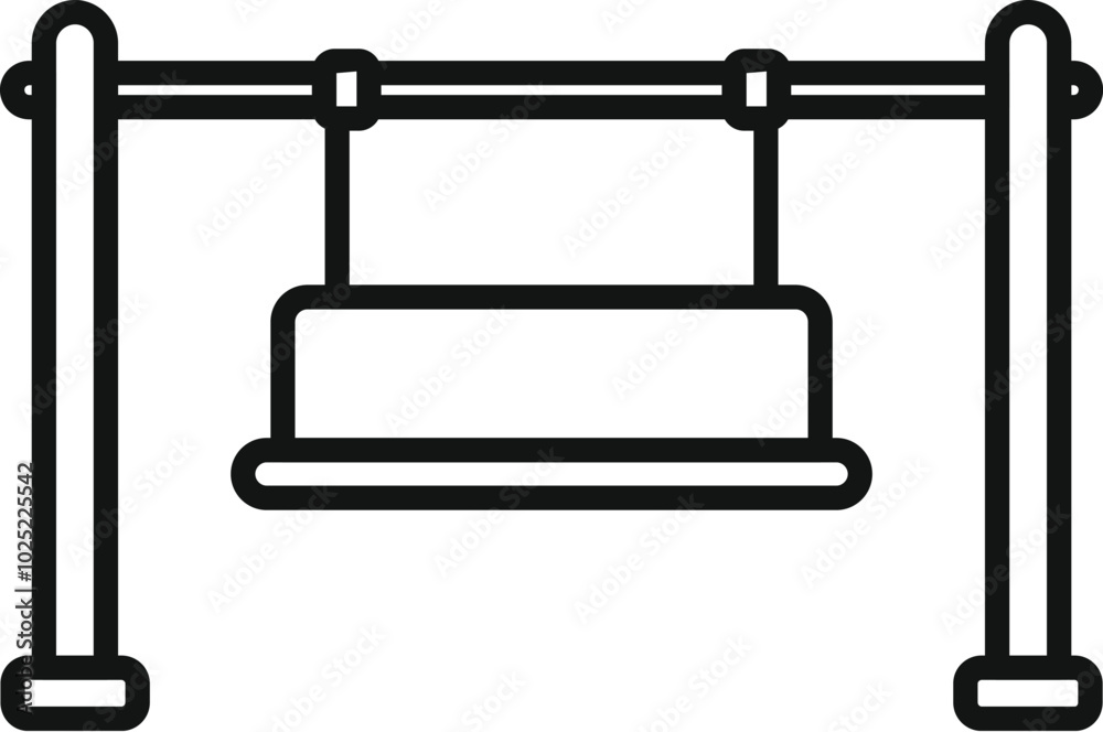Simple vector icon of a swingset hanging from a metal frame, isolated on a white background Simple vector icon of a swingset hanging from a metal frame, isolated on a white background