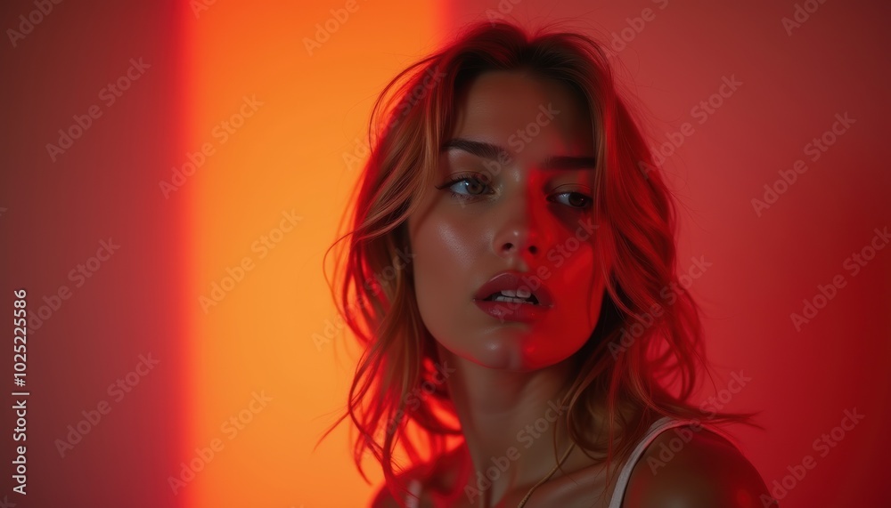 Young woman's emotional face on a simple background. An amazing portrait of youthfulness and elegance. Young woman's emotional face on a simple background. An amazing portrait of youthfulness and elegance.