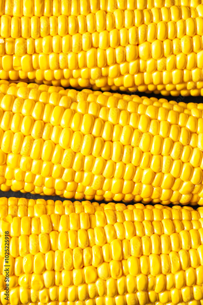Close-up of fresh corn cobs. Bright yellow kernels wrapped in leaves. A background of ripe cobs is perfect for culinary or agricultural themes. Close-up of fresh corn cobs. Bright yellow kernels wrapped in leaves. A background of ripe cobs is perfect for culinary or agricultural themes.