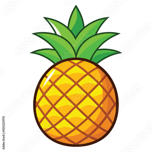 Pineapple fruit Vector Illustration isolated on white background