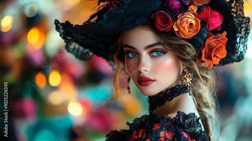 portrait of woman on Halloween masquerade