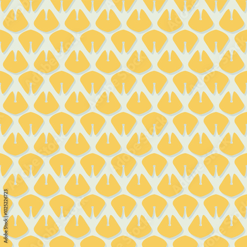 Yellow Fortune Cookie Shapes Seamless Vector Repeat Pattern