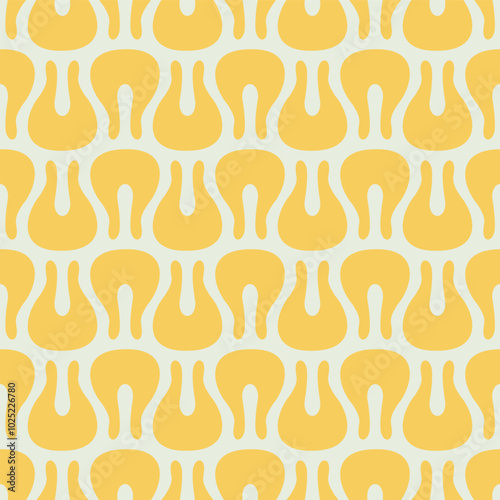 Vintage Hippy Abstract Geometric Curved Shapes Seamless Vector Repeat Pattern