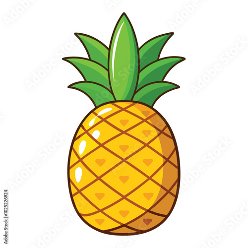 Pineapple fruit Vector Illustration isolated on white background