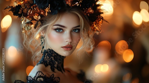 portrait of woman on Halloween carnival