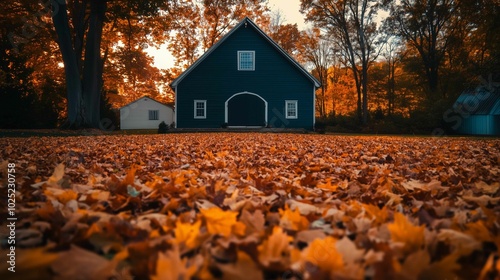 Wallpaper Mural Leaves ground front church fall barn background golden hour scene voice religion summer forgiveness black roof
 Torontodigital.ca