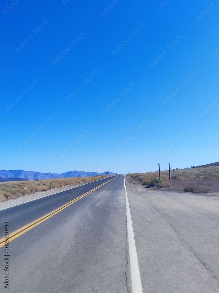death valley street landscape, Tumbleweed on the road road death valley street landscape, Tumbleweed on the road road