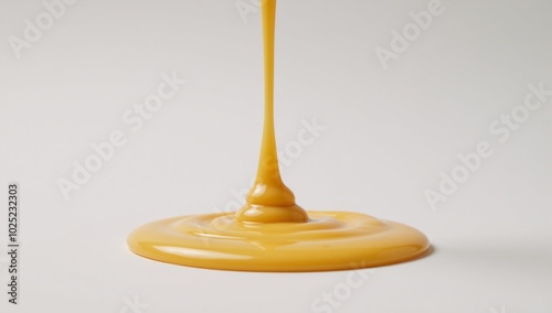 White backdrop with melted cheese sauce spill