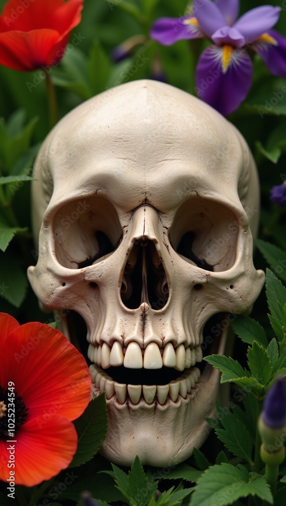 Skull surrounded by floral decoration Skull surrounded by floral decoration