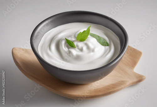 Bowl of fresh greek yogurt or sour cream