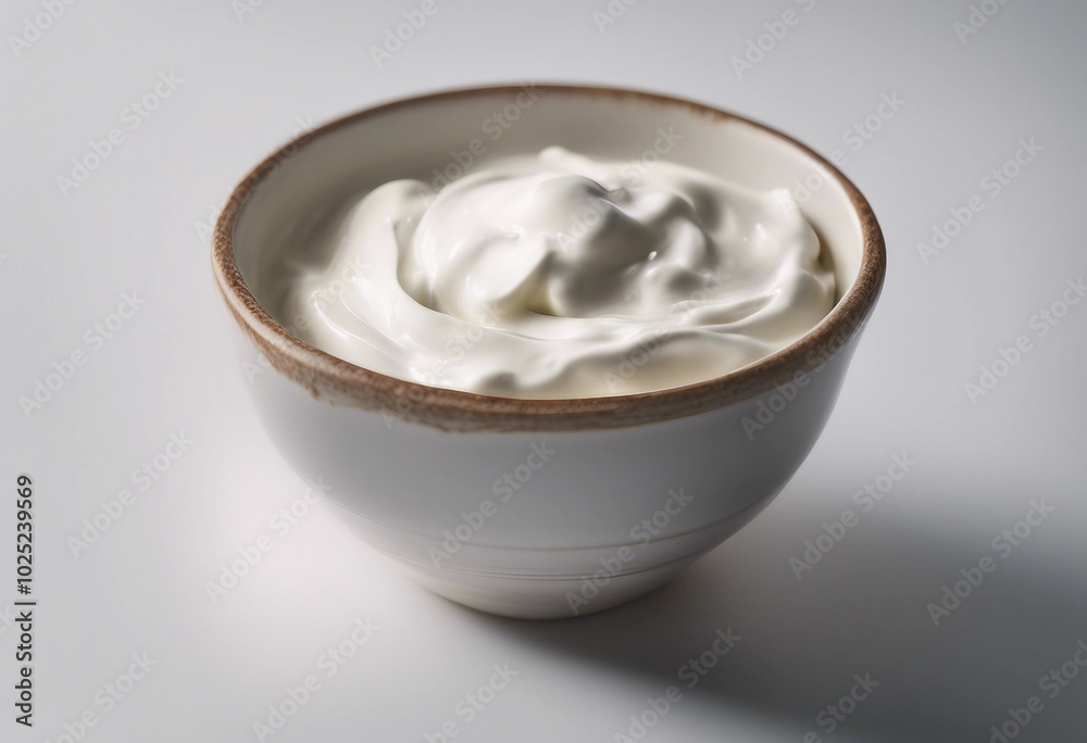 Collection of bowl of fresh greek yogurt or sour cream