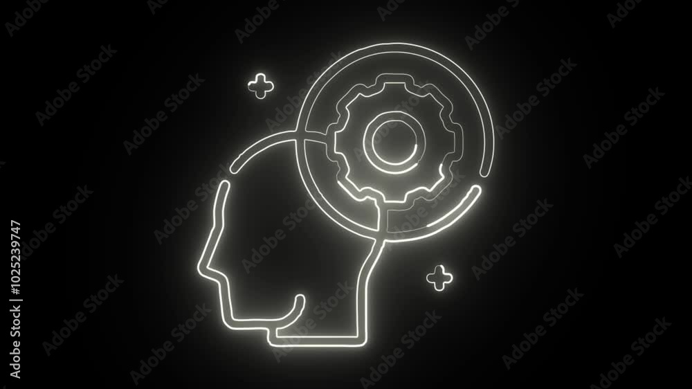 glowing neon innovation icon isolated on black background. HD video motion graphic animation glowing neon innovation icon isolated on black background. HD video motion graphic animation