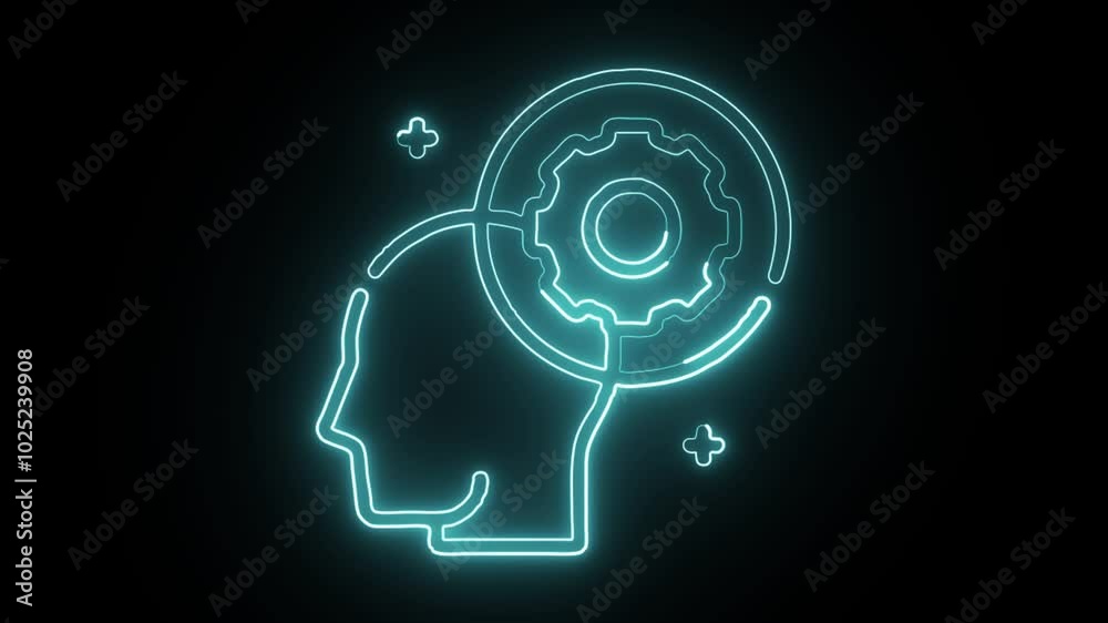 glowing neon innovation icon isolated on black background. HD video motion graphic animation glowing neon innovation icon isolated on black background. HD video motion graphic animation