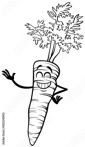 happy cartoon carrot vegetable character coloring page