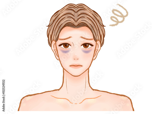 目元にクマができている大人男性のイラスト素材