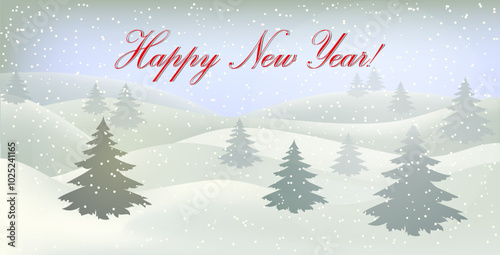 Winter landscape. Christmas card. Happy New Year card. A Christmas winter landscape with drifts of snow. 3D realistic snow background. Snow drifts isolated on hilly background. Christmas Vector illust