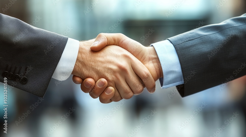 A successful business handshake between two executives, symbolizing teamwork and achievement A successful business handshake between two executives, symbolizing teamwork and achievement