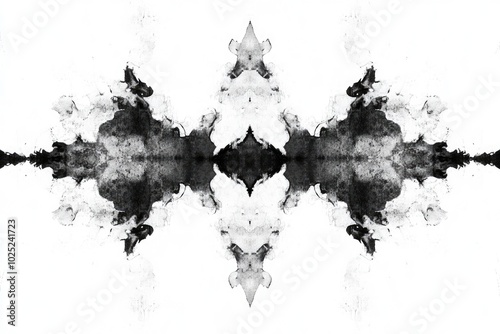 Ink blot Rorschach test inspired texture, with symmetrical shapes forming abstract patterns photo