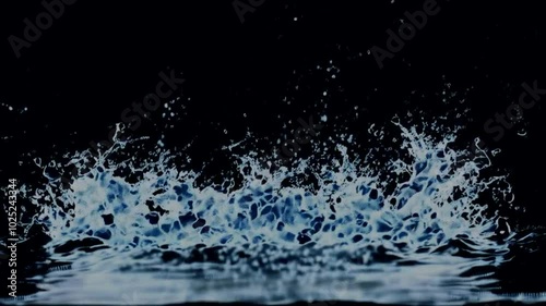 Super Slow Motion of Splashing Water Rotation Isolated on Black Background. Filmed on High Speed Cinema Camera, 1000 fps. Speed Ramp Effect.