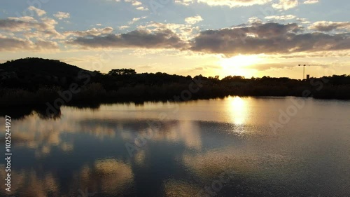 A peaceful lake view, still and calm in the sunset light. Gelemis, Patara, Antalya,Turkey photo