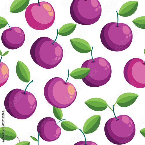 Plum fruit Vector Illustration isolated on white background