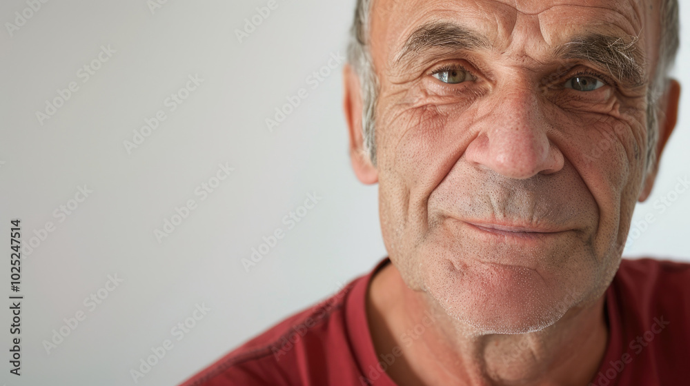 mature older man looking at camera on a light background, copy space mature older man looking at camera on a light background, copy space