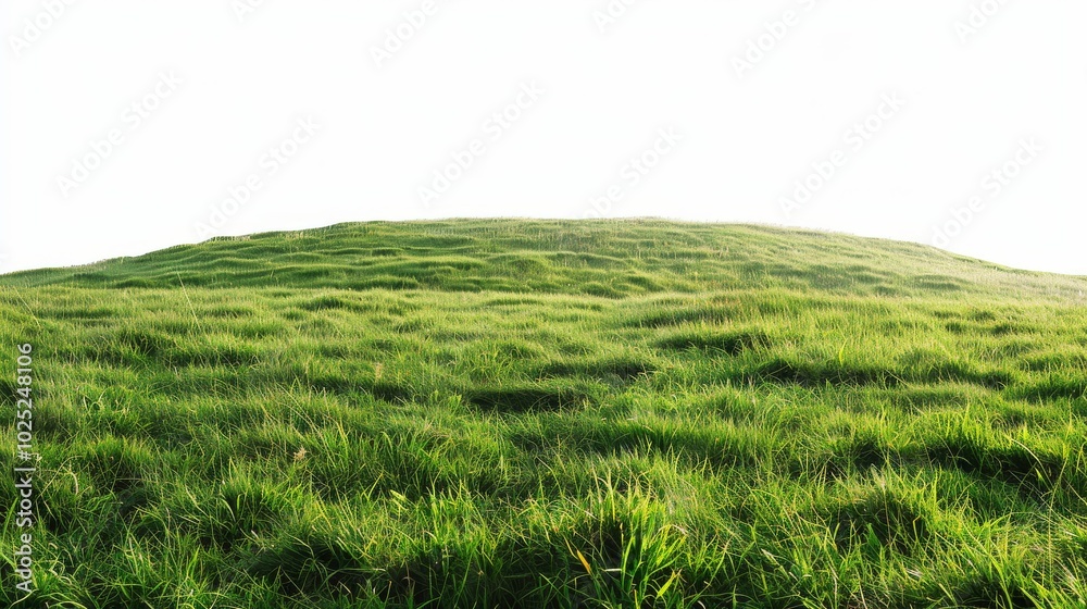 Obraz premium Bright green field, isolated on white, with soft grass blades. Ideal for fresh and natural design elements