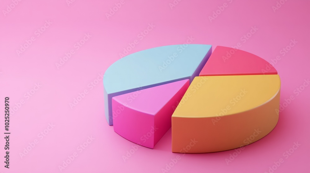 Colorful 3D pie chart on a pastel pink background generative ai Colorful 3D pie chart on a pastel pink background generative ai