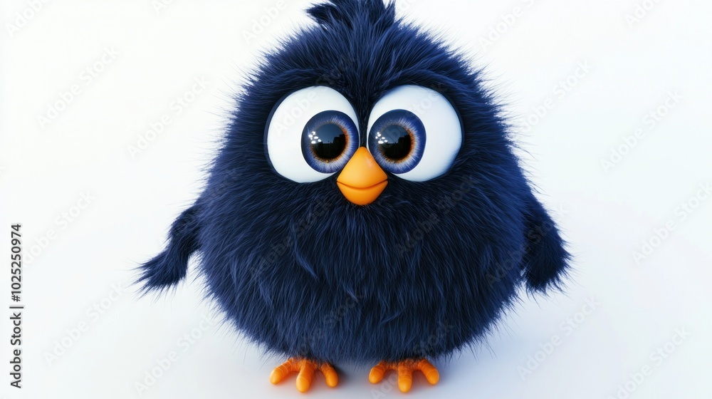 A charming and adorable cartoon illustration of a blue bird animal, featuring large eyes and a cute smile. The bird is perched on a branch, holding a small twig in its beak. A charming and adorable cartoon illustration of a blue bird animal, featuring large eyes and a cute smile. The bird is perched on a branch, holding a small twig in its beak.