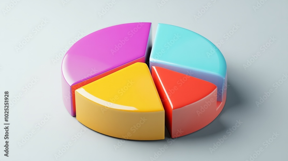 Colorful 3D pie chart with solid grey background generative ai Colorful 3D pie chart with solid grey background generative ai