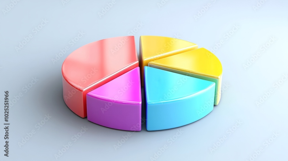 Colorful 3D pie chart with solid grey background generative ai Colorful 3D pie chart with solid grey background generative ai