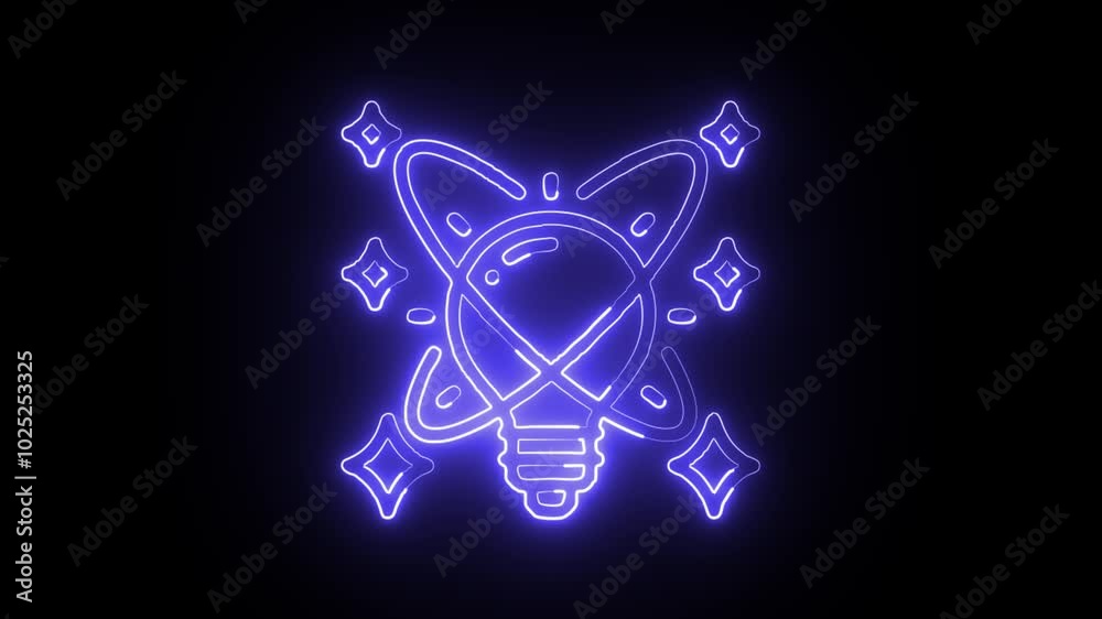 glowing neon creativity icon isolated on black background. HD video motion graphic animation glowing neon creativity icon isolated on black background. HD video motion graphic animation