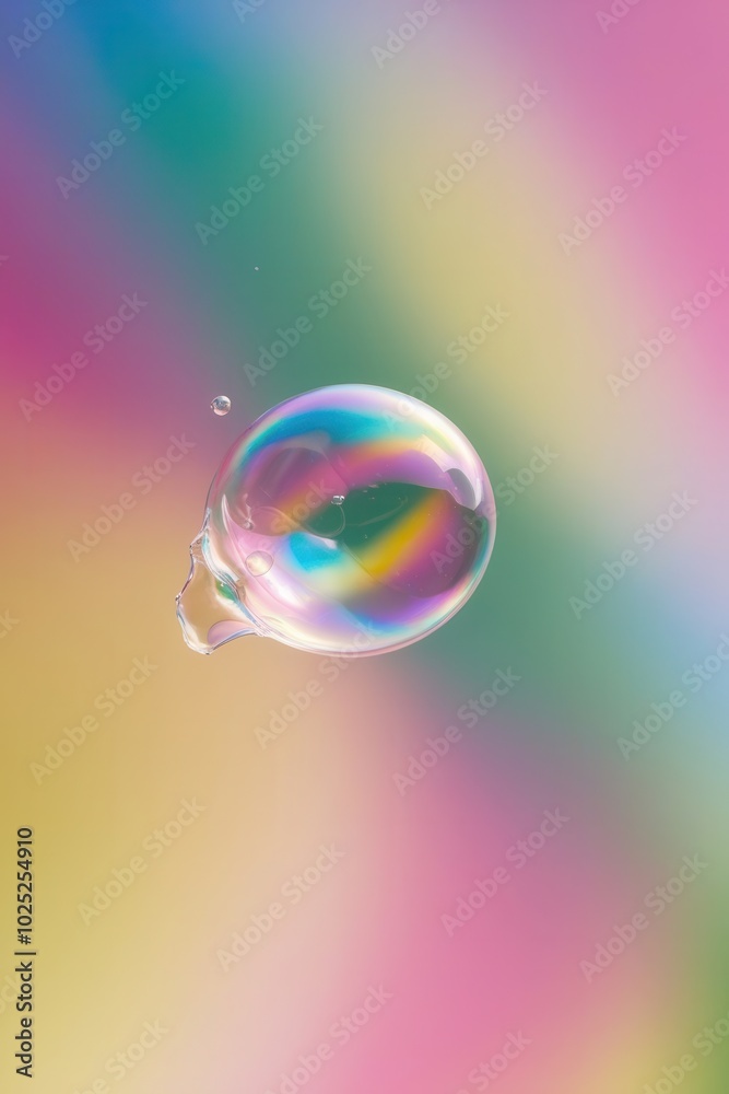 Translucent soap bubble floating in mid-air with no human elements, minimalistic and colorful Translucent soap bubble floating in mid-air with no human elements, minimalistic and colorful