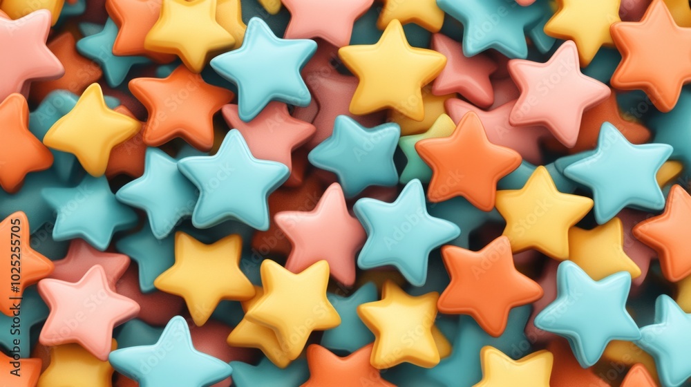 A colorful background made of many 3D star shapes. A colorful background made of many 3D star shapes.