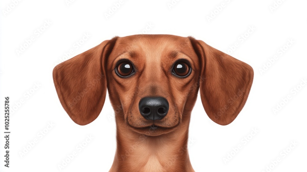 A close-up portrait of a dachshund dog with big brown eyes looking directly at the camera. A close-up portrait of a dachshund dog with big brown eyes looking directly at the camera.