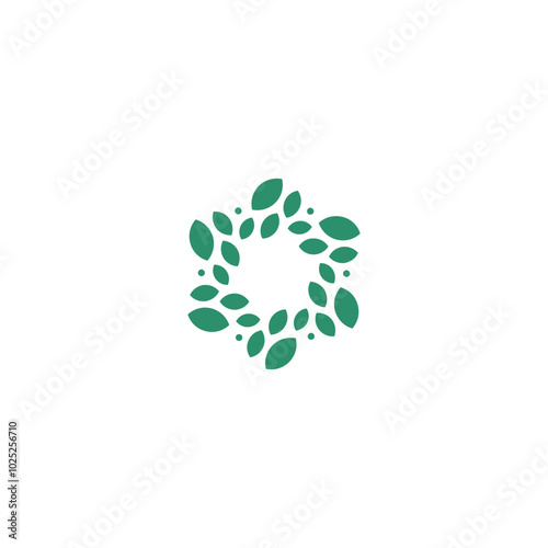 Abstract dot leaf logo. leaf icon dynamic green color