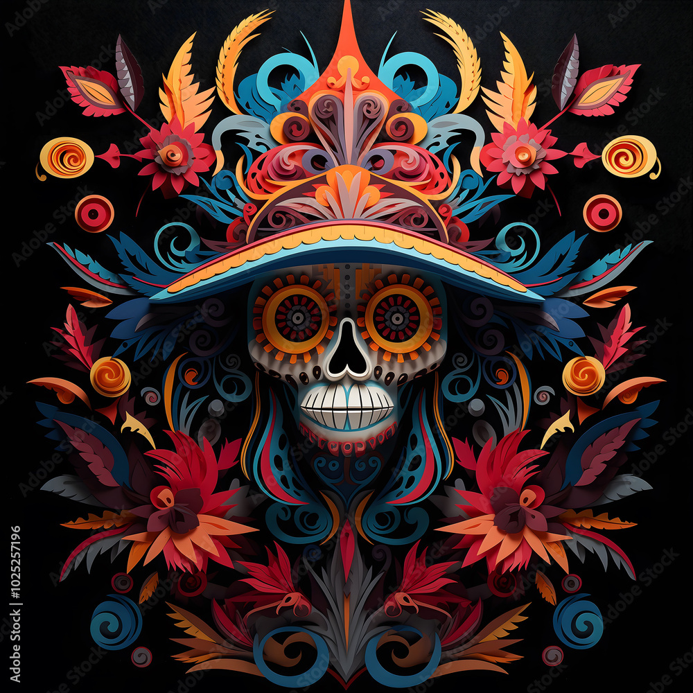 Mexican Skrull,Dia de los Muertos, paper craft Mexican Skrull,Dia de los Muertos, paper craft