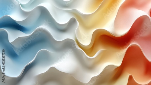 Abstract background with blue, white, yellow, and red wavy lines.