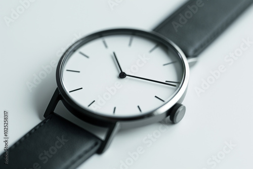 Minimalist watch with white face and simple design