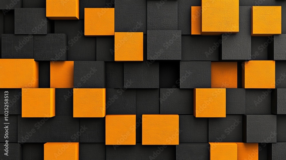 Abstract background of orange and black cubes. Abstract background of orange and black cubes.