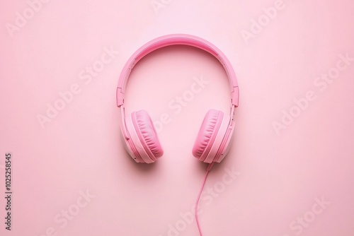 Pink Headphones on a Pink Background