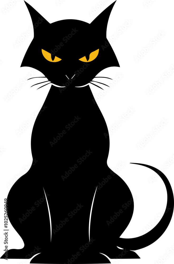 Obraz premium Halloween Black Cat Silhouette Vector Icon for Spooky Designs