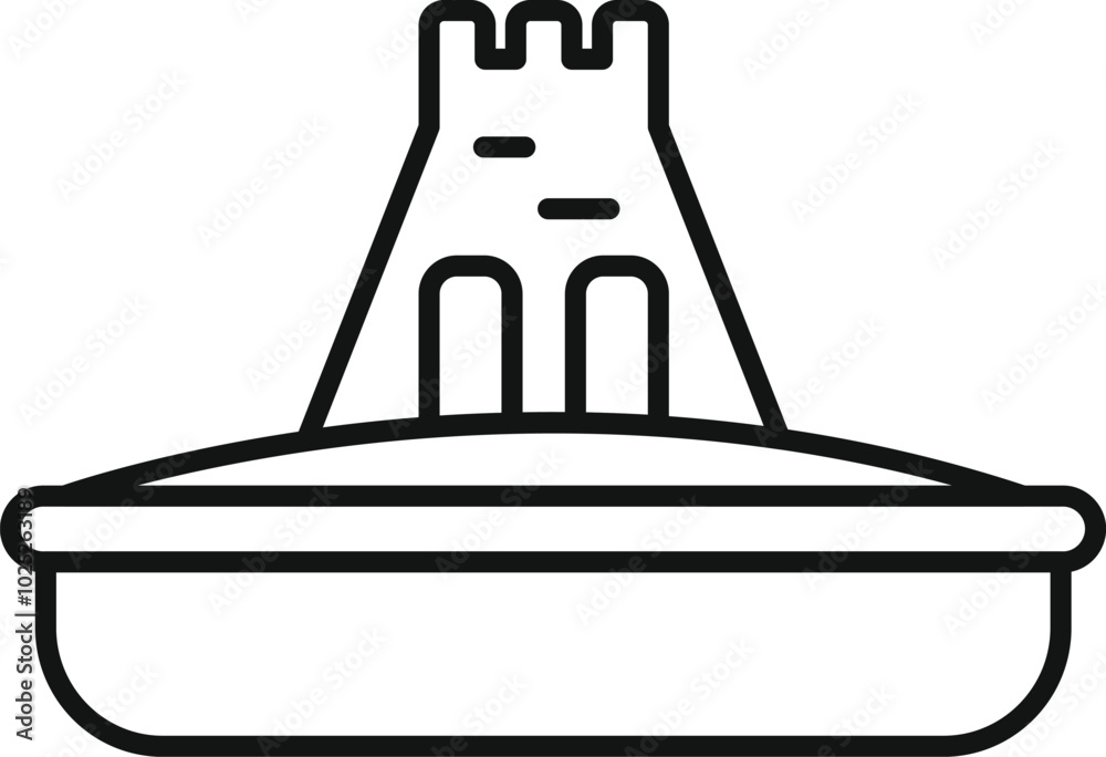 Simple vector icon of a sandcastle standing in a sandbox