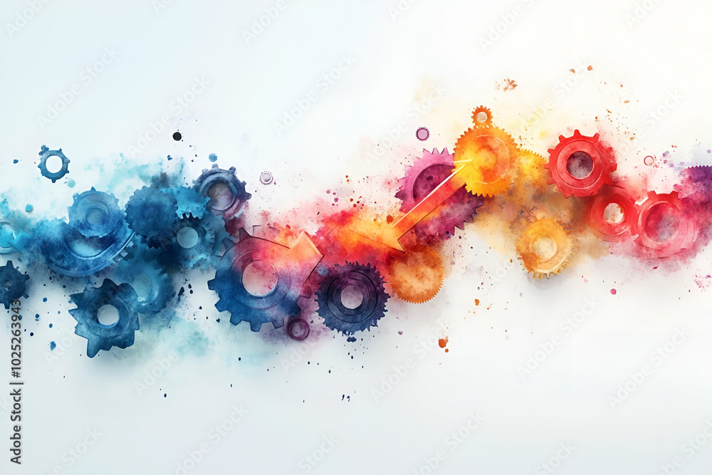 A colorful image of gears and wheels with a blue and orange gear in the middle. The image has a playful and creative vibe, with the gears and wheels arranged in a way that suggests movement and energy A colorful image of gears and wheels with a blue and orange gear in the middle. The image has a playful and creative vibe, with the gears and wheels arranged in a way that suggests movement and energy
