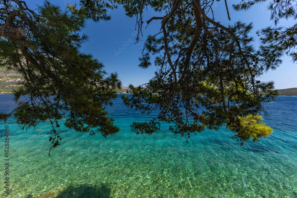 Trpanj, Peljesac peninsula, Adriatic Sea, azure water, rocky beaches Trpanj, Peljesac peninsula, Adriatic Sea, azure water, rocky beaches