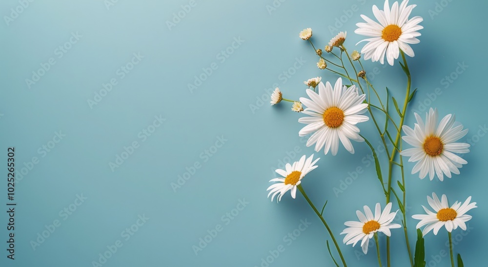 White Daisies on Blue Background White Daisies on Blue Background