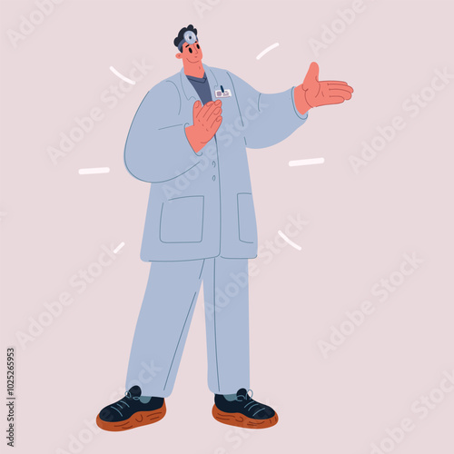 Cartoon vector illustration of a male doctor explaining something
