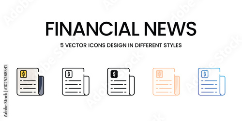 Financial News vector icons set ready to use stock illustration